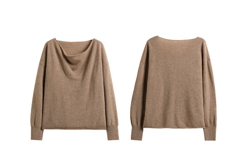 Casual Cashmere Irregular Neckline Sweater